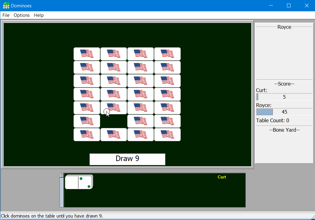 [Animated screen shot of Dominoes for Windows  21.7KB]